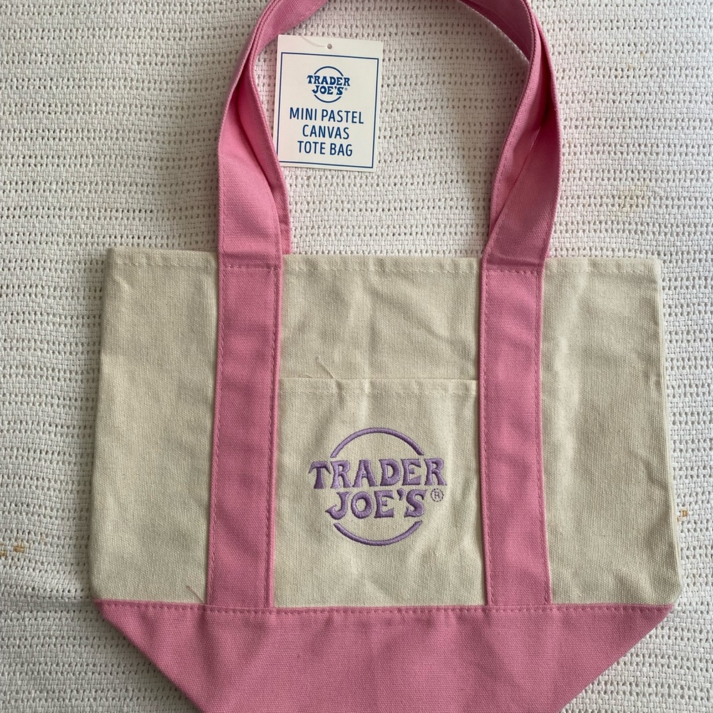Trader Joe's Pink and Cream Canvas Tote